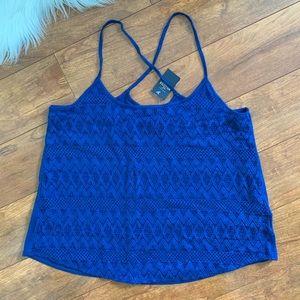 NWT Hollister Blue Cropped Lace Tank Top-S